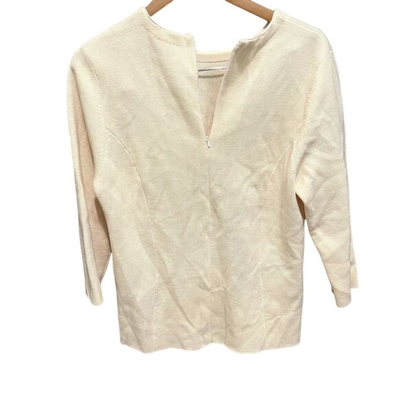 J. Mclaughlin 100% Merino Wool Womens XL Sweater 1/4 Zip 3/4 Sleeve Cream NWT - Picture 1 of 10